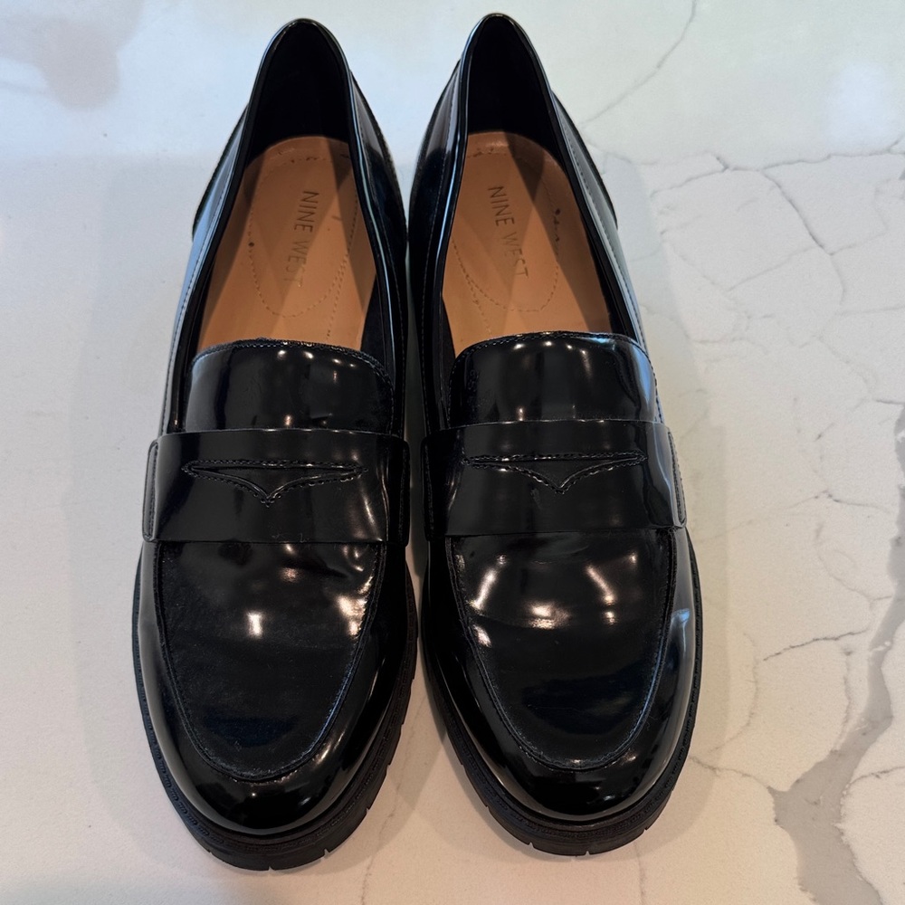Nine West Glossy Black Women’s Slip-On Loafers